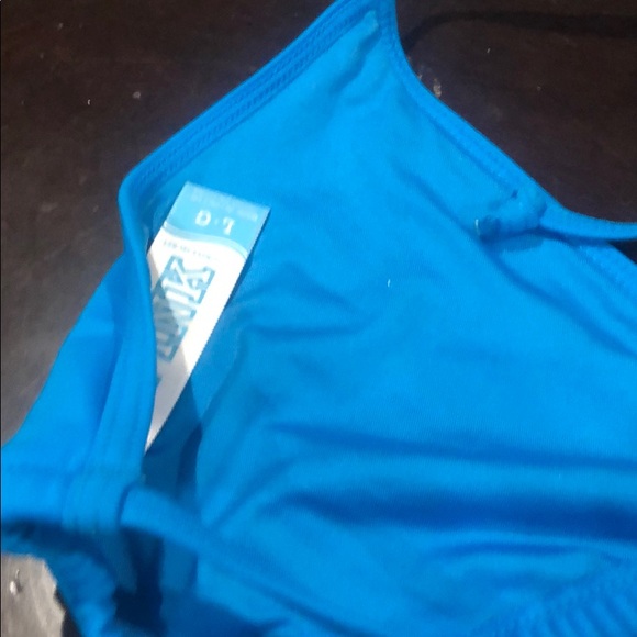 Pink blue triangle top L blue/blk stripe bottom M - Picture 3 of 6